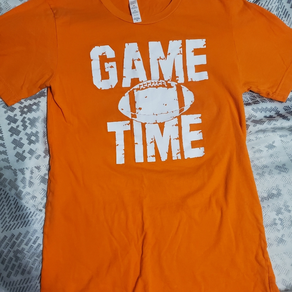 XS Orange Bella Canvas Football Tshirt